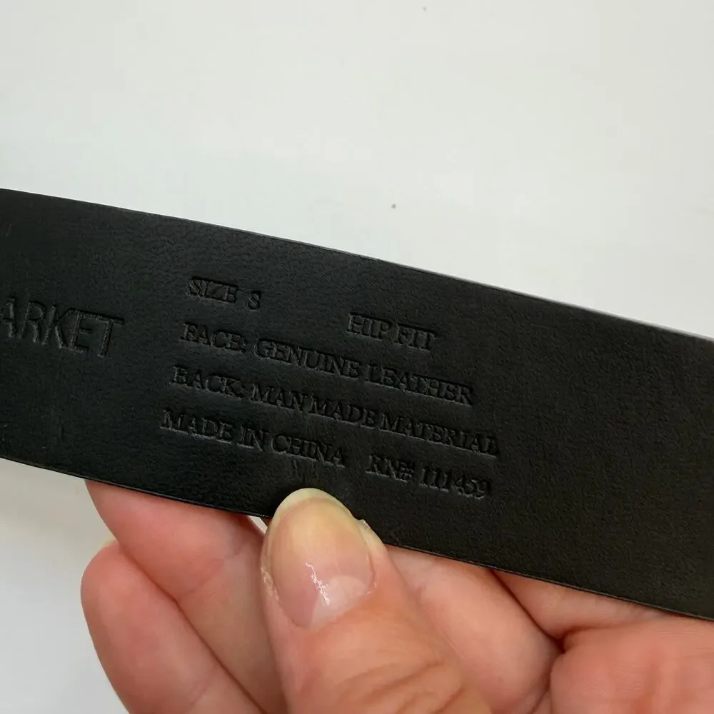 White House Black Market Black Leather Belt Small